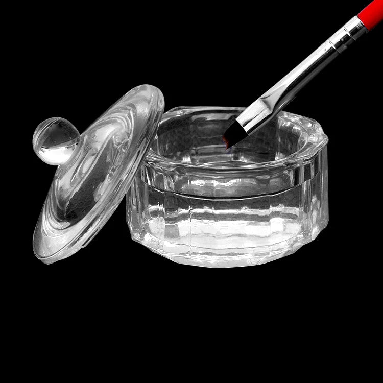 Crystal Clear Nail Art Bowl Water Bottle Octagon Container 4x4x5CM Durable for Acrylic Liquid Powder and Wash Nail Pen