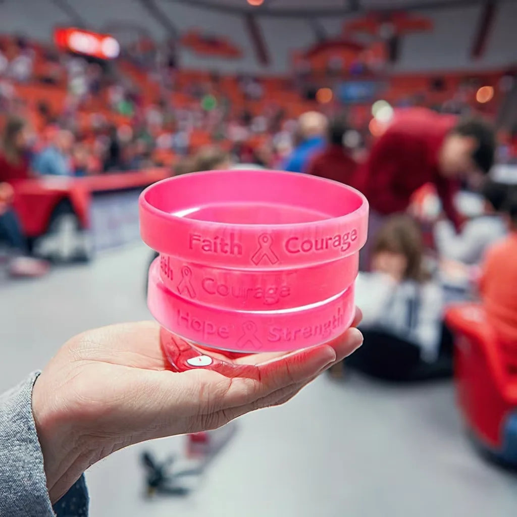 2026 Custom Pink Breast Cancer Awareness Silicone Wristband Soft Promotional Wristbands New Product Ideas