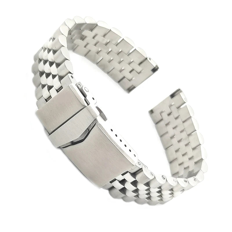 5 Beads Links Adjustable Hot Selling Luxury Metal Stainless Steel Watch Band Bracelet with Deployant Clasp for Diving