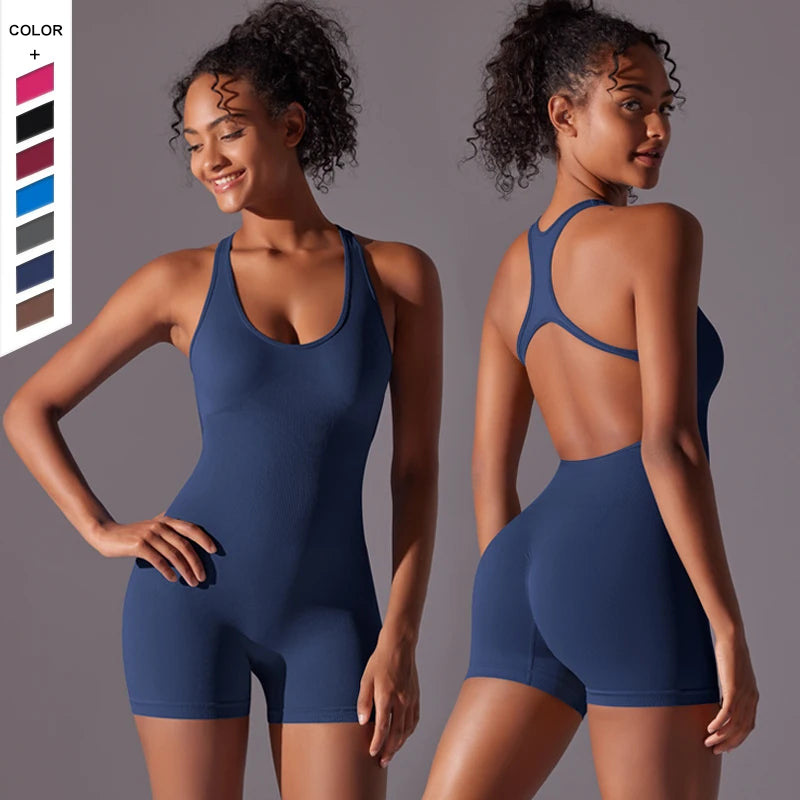 New Tight Back Seamless Yoga Bodysuit for Women With Hip Lift Integrated Sports Pilates Fitness Yoga Clothes for Women