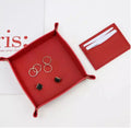 Personalized Foldable Storage Organizer Key Jewelry Leather Tray PU Leather Serving Tray
