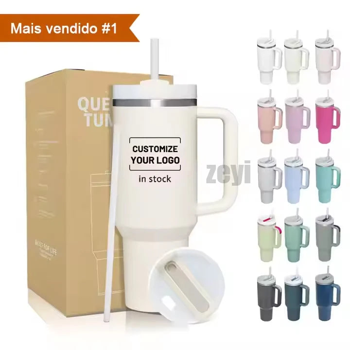 Custom Logo 304 Stainless Steel 40oz Tumbler Handle Lid Cup Holder-Vacuum Insulated Travel Mug 24 Hours Thermal Performance