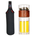 Low MOQ Newly Design Double Wall Tea Water Separation Glass Bottle With Tea Infuser Filter