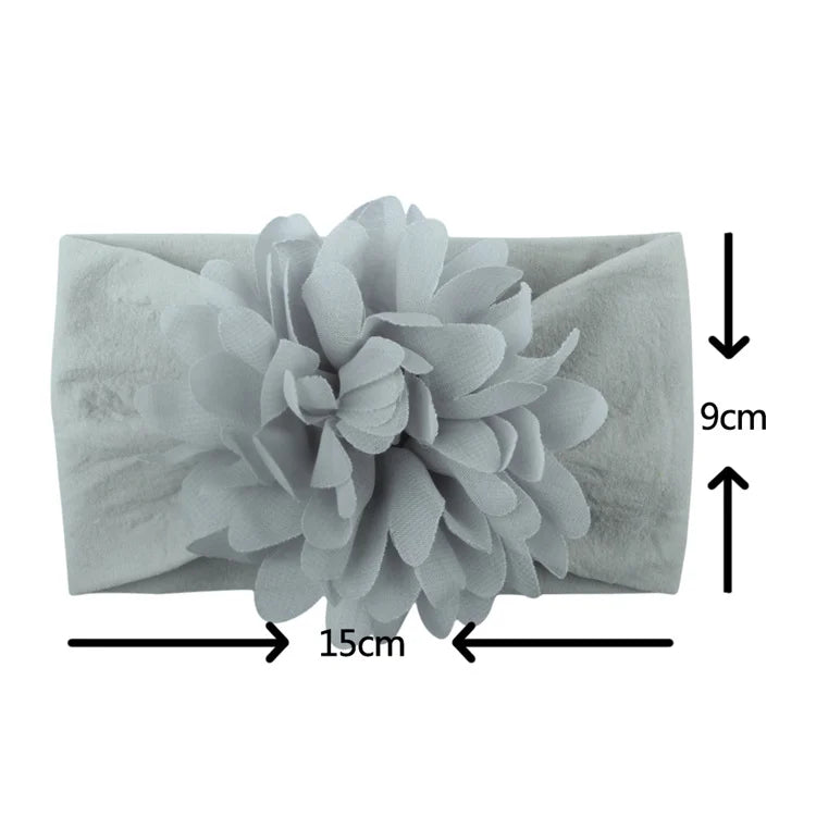 Flower Baby Headband Nylon Children's Hair Accessories Soft Round Ball Nylon Stockings Wide Hair Band Headscarf