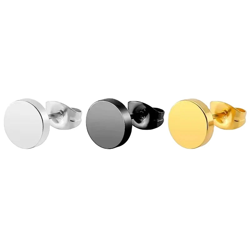 2025 Fashion New Titanium Steel Round Cake Stud Earrings Men & Women's Fine Needle Barbell Earrings Earrings Gift