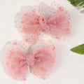CN 2Pcs Sweet Pink Boutique Hair Bow for Kids Girls Mesh Hair Pin Elegant Organza with Dot Hair Accessories