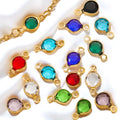 20pcs Minimalist Shiny Rhinestone Stainless Steel Charm Micro-pave CZ Round Crystal Birthstone Connector DIY Jewelry Accessories