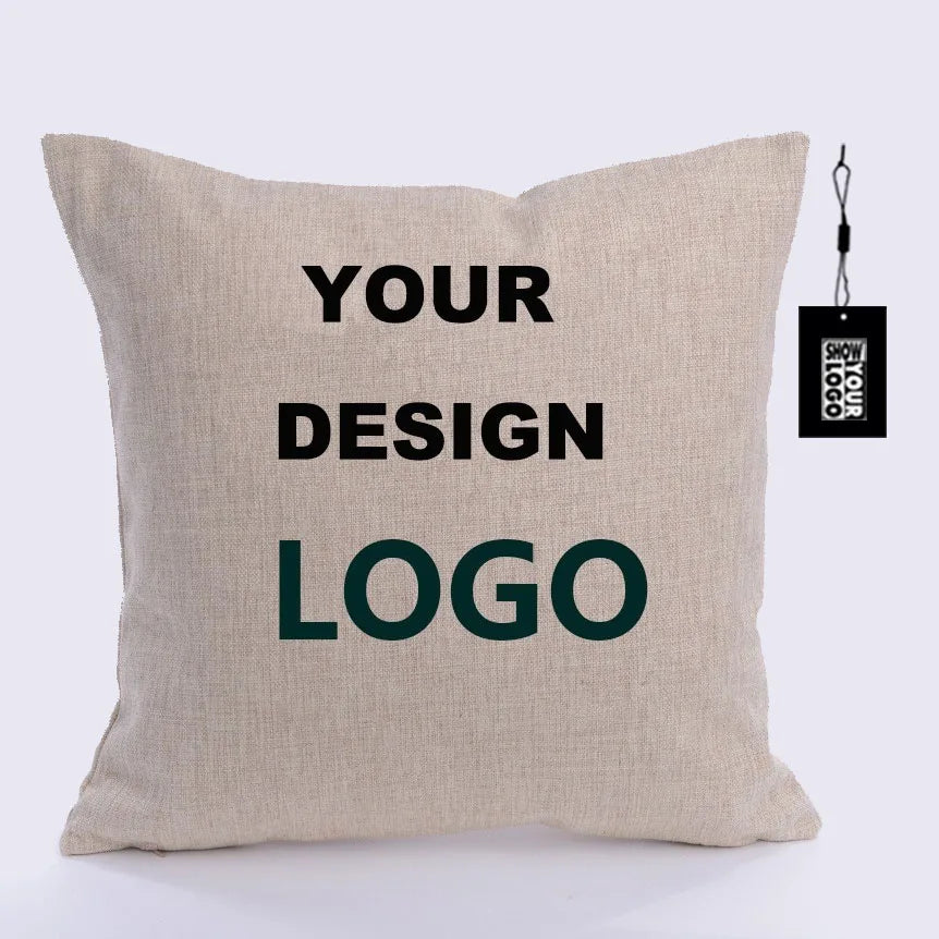 Custom Digital Printing or Embroidered Your Design Any Size Eco-friendly Linen Fabric Custom Linen Cushion Cover