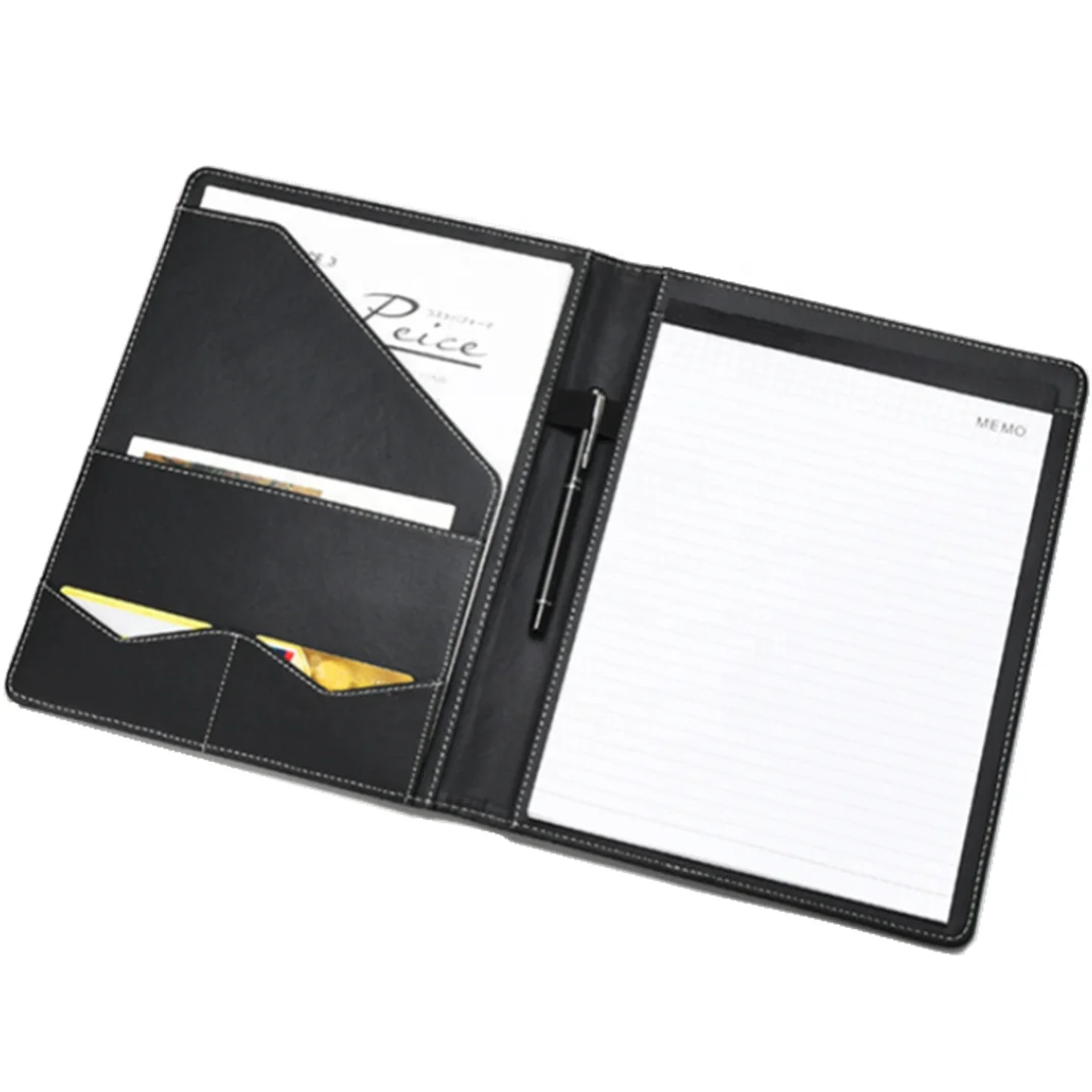Wholesale Luxury Genuine PU Leather Notebook Portfolio Folder Conference Signature Clipboard
