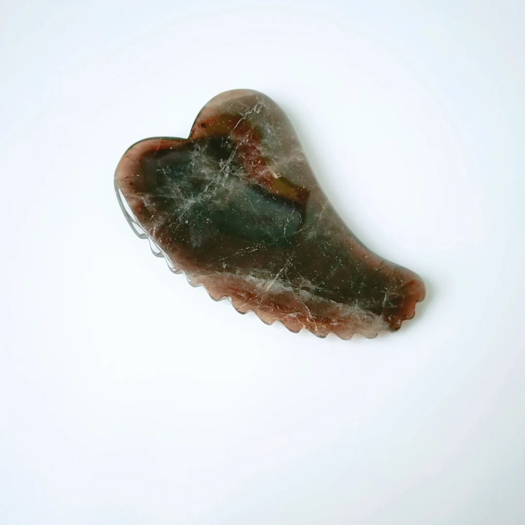 Huiying Full-body Beauty Care Scrapping Plate Smoky Quartz Tool Face Spiky Heart Gua Sha Plate