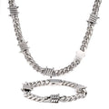 Europe and America Hip Hop Barbed Wire Cuban Chain Bracelet Stainless Steel Thorns Cuban Link Chain Necklaces