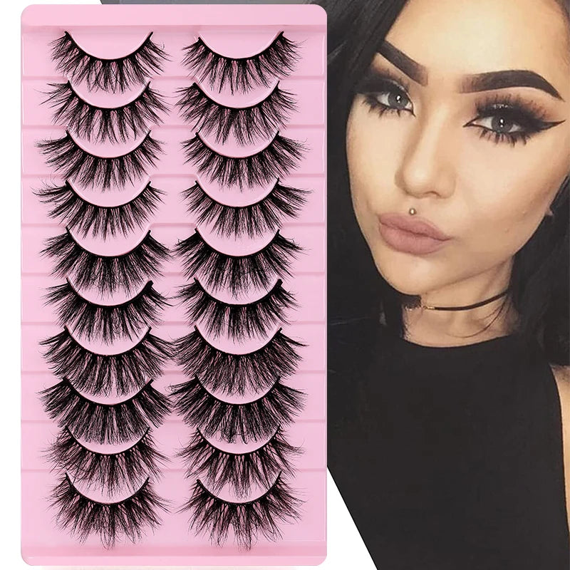 Wholesale False Eyelashes 10 Pairs Full Strip Thick 100% Handmade Cruelty-Free Custom Packaging & Logo Natural 3D Lashes