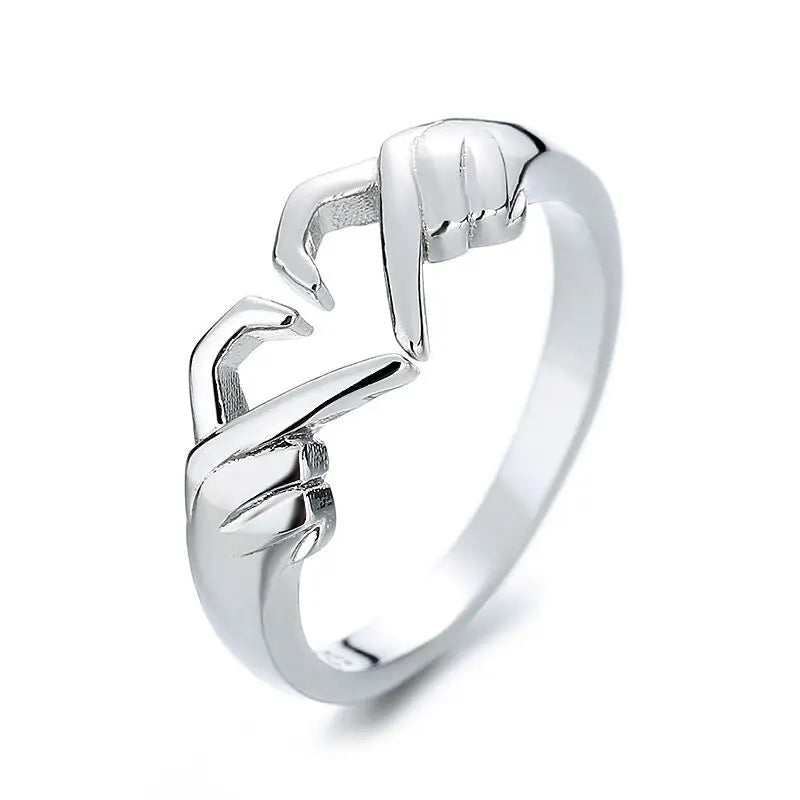 Romantic Hands Than Heart Ring Geometric Palm Love Gesture Couple Fashion Rings Wholesale Jewelry Couple Wedding Rings