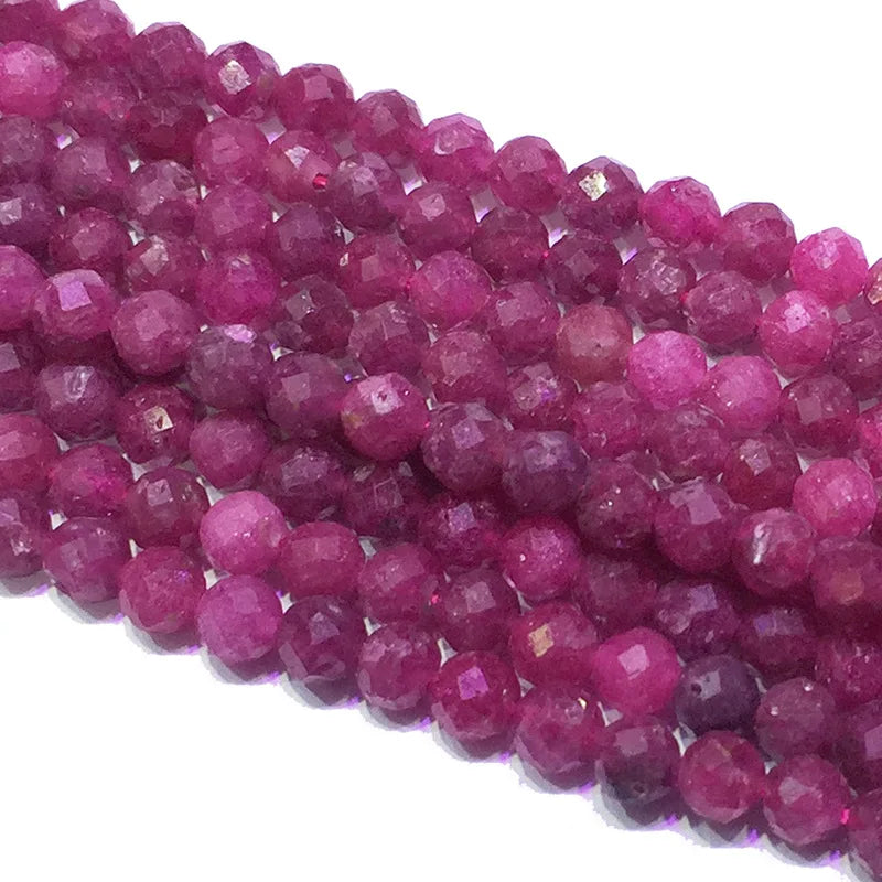 Wholesale Natural Ruby Round Faceted Stones Loose Natural 2mm 3mm 4mm Crystal Beads for Necklace Jewelry Making