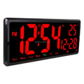 Large Digital LED Wall Clock Large Display With Temperature Week Date Display Auto Dimmer Fold Out Stand Plug in