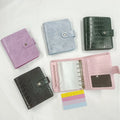 Luxury A7 Binder Wallet 6 Ring Croc Cute Notebook Leather Card Holders Money Cash Budget Binder with Cash Envelopes