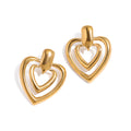 J&D 18k Gold Plate Stainless Steel Knot Statement Earrings Trendy Twisted Heart Shaped Drop Ear Stud