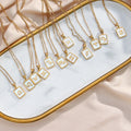 Dreamshow Square Shell Designer Necklace Gold Plated Stainless Steel Zodiac Sign Necklace Pendant Necklace for Women