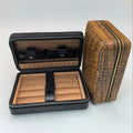 Wholesale Modern Small Portable Travel Solid Wood Cigar Bag Cedar Wooden Cigar Humidor Leather case