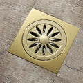 Industrial 4-Inch Square Modern Electroplated Brass Floor Drain with Tile Insert Anti-Corrosion Easy Installation for Bathroom