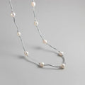 Handmade Freshwater Pearls Beaded Curved Tube Short Necklace for Women 925 Sterling Silver Jewelry
