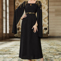 Elegant Evening Dress Embroidery V-neck Lantern Long Sleeve Women Dresses Sequined Mesh Tulle Clothing Lady