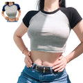 Women's Casual Spandex/Polyester Knitted T-Shirt O-Neck Fitted Top Button Summer Solid Color Custom Logo Print Private Label