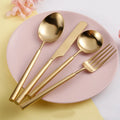 Wholesale Silverware Cutlery Round Handle 304 Stainless Steel Flatware Set Gold Matte Silver Cutlery