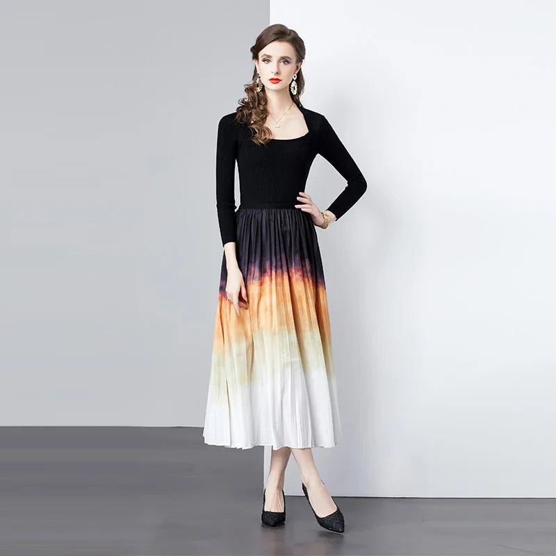Two Pieces Women Clothing Dress New Summer Short T-shirt Top Caramel Color High-waisted Skirt