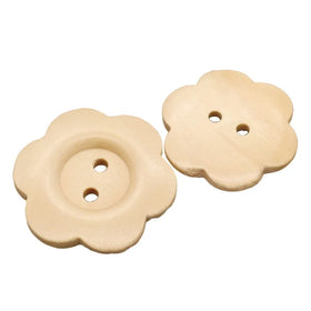 11mm~38mm Natural Wood Flower Button for Kids Garments 2-Holes Variety of Colors for Custom Painting