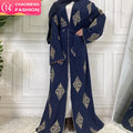 1799# Gold Embroidery Islamic Abaya for Women Middle East Arab Turkey Fashion Trend Ladies Cardigan Robe Dubai