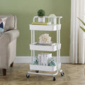 Portable 3-tier Metal Rolling Storage Cart Multipurpose Foldable Metal Rack Folding Trolley Wheels Storage Organization Utility