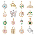 Beimai OEM Charms for Jewelry Making Water Drop Lotus Sunflower Tree of Life Copper Zircon DIY Necklace Accessories