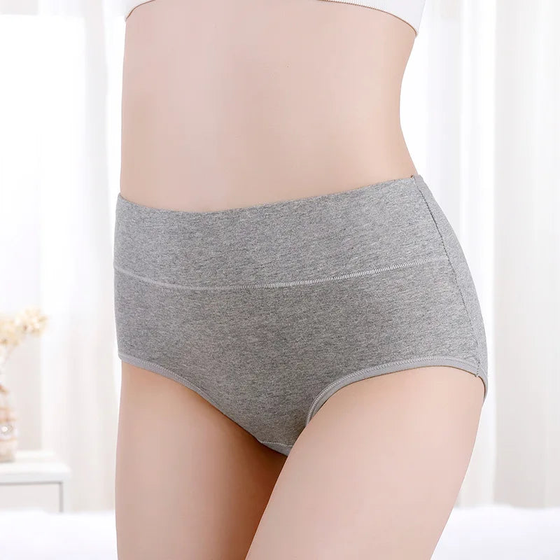 L-XXL Wholesales Cotton High Rise Plus Size Ladies Panties Abdomen Tummy Control Classic Women Underwear