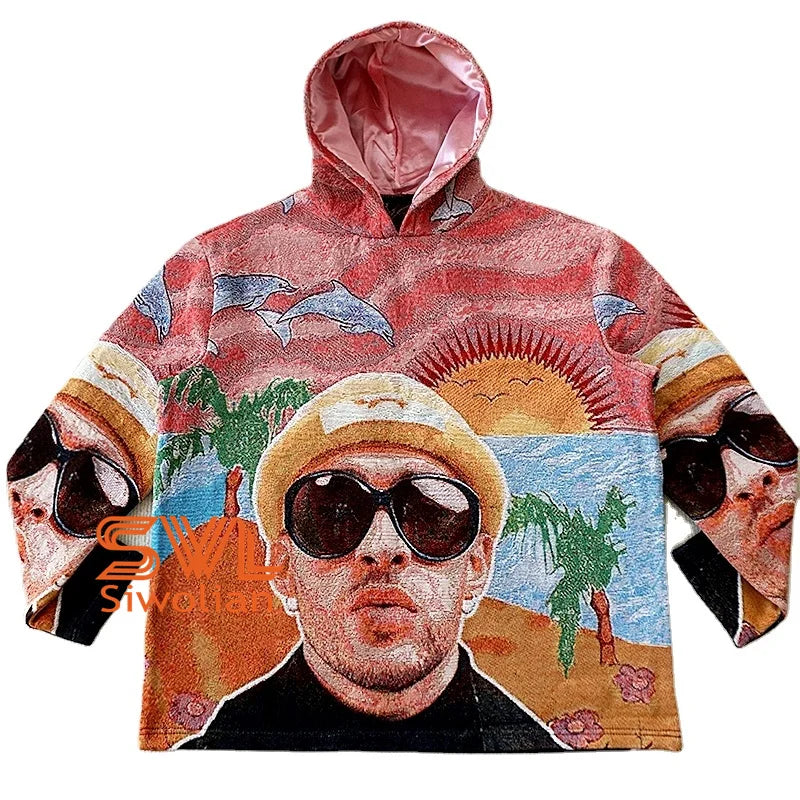 Streetwear Tapestry Hoodie Plus Size Mens Hoodie Customize Tapestri Jacquard Woven Tapestry Hoodies