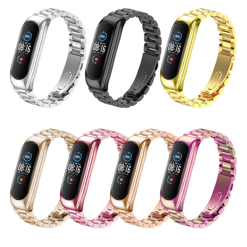 Mijobs Wholesale Metal Bracelet Stainless Steel Watchband Accessories Wristbands for Xiaomi Mi Band 6 5 4 3