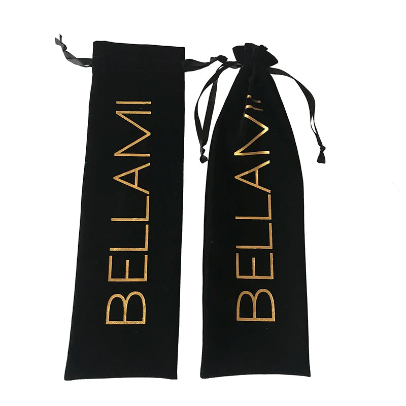 Custom Brand Logo 13x45cm Black Drawstring Velvet Hair Iron & Curler Bags