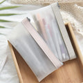 Stationery Organizer Pen  Pouches Cosmetics Case Simple Transparent Frosted Snooth TPU Leather Korean Fashion INS Pencil Bag
