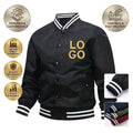 Custom Logo Varsity Jacket Men Solid Color Baseball Jacket Casual Streetwear Jacket With Pocket Spandex Polyester ODM OEM