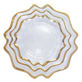 Clear Glass Charger Plate Sets Gold Edge Floral Enamel Design Transparent Floral Decorative  for Party Weddings