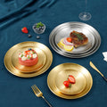Hot Sale Korean Barbecue Disc Stainless Steel Dinner Plate Retro Golden Dish Flat Shallow Tray Round Food Dinner Plate