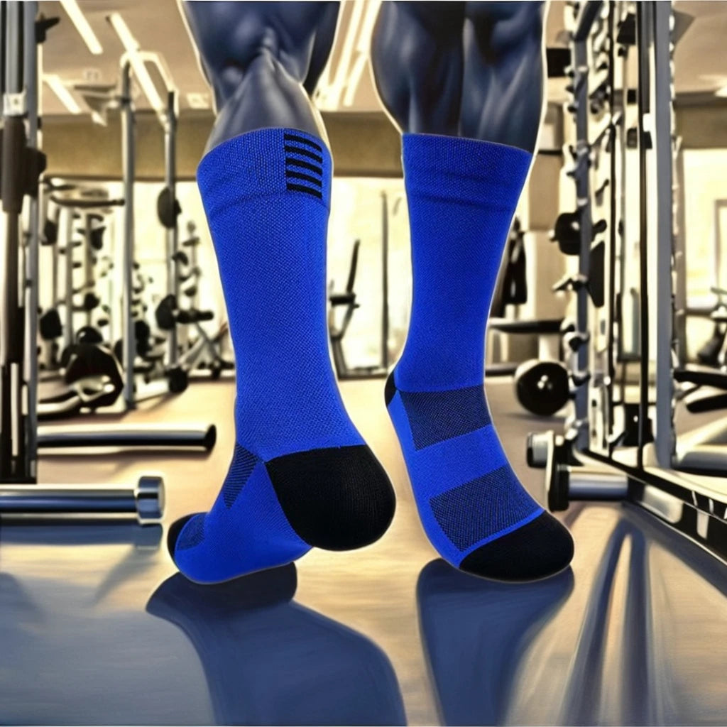 High-Crew Breathable Sports Cycling Socks for Adults with Logo Cuff Knitted Competition Socks for Spring Season Bike Riding