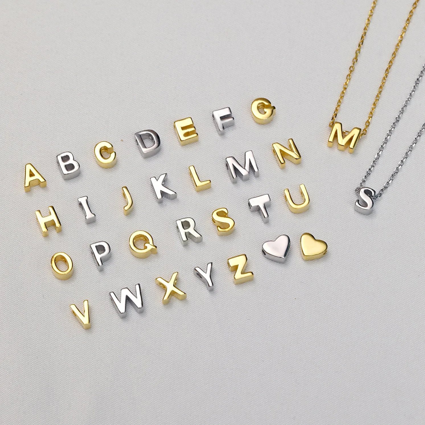Fashion Fine Jewelry 925 Sterling Silver Letter Name Plate Pendant  DIY Custom Alphabet Initial Necklace for Women Gift