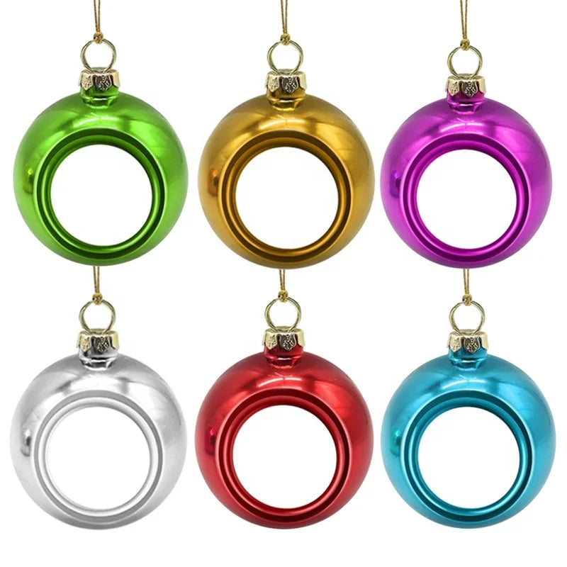 Qualisub 80mm Plastic Sublimation Christmas Tree Hanging Balls-Multi-Color
