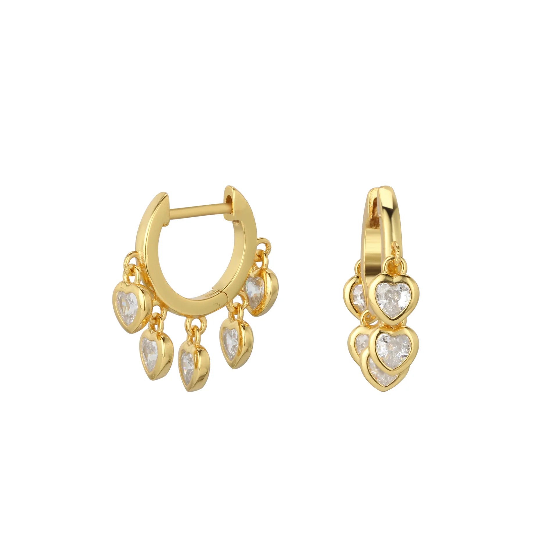 Fashion Jewelry 925 Sterling Silver Heart Zircon Drop Earring Jewelry Women 18K Gold Plated 925 Silver Earring Piercing Jewelry