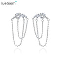 LUOTEEMI Luxury Earings Designs Jewelry Handmade Ear Stud Long Tassel Earrings