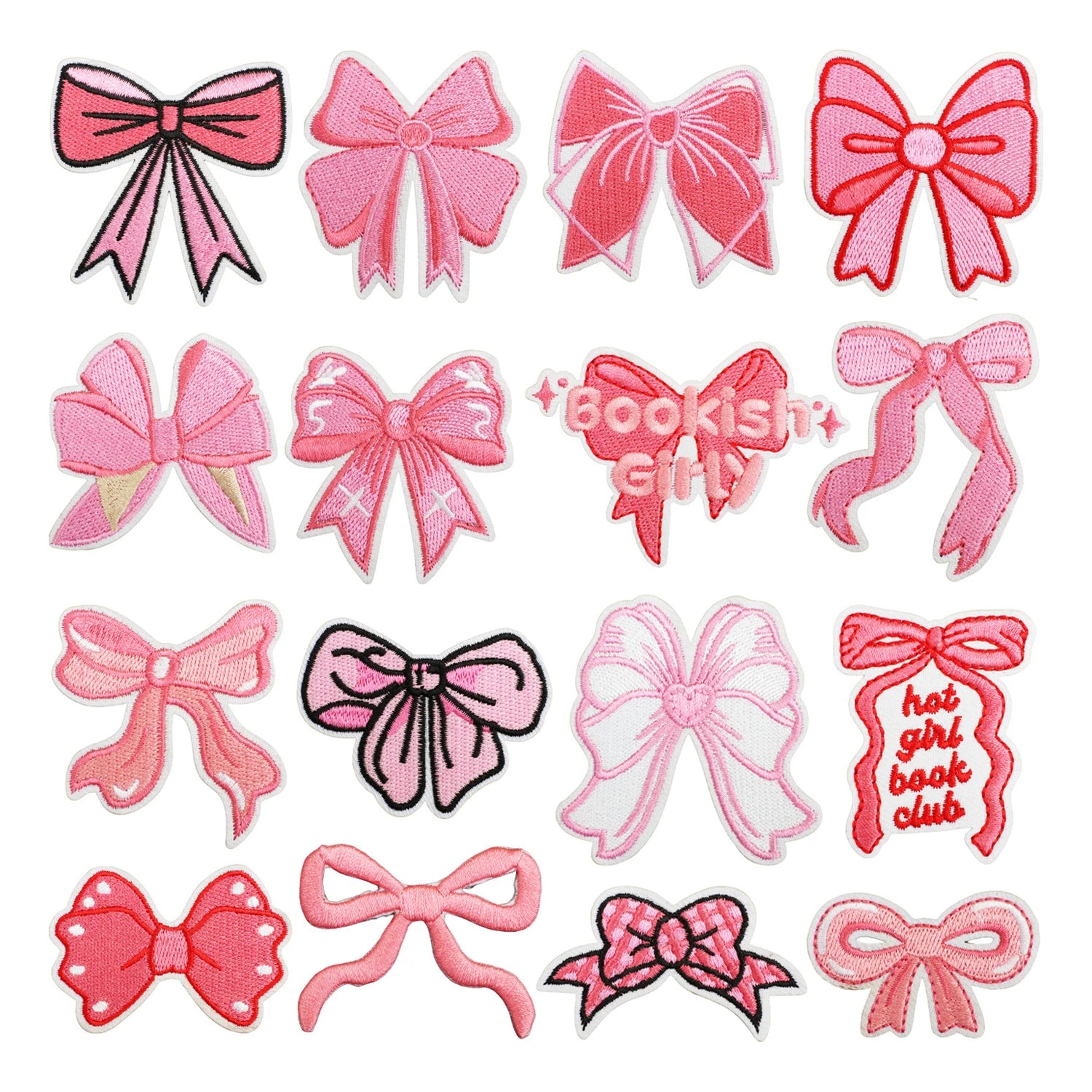 Wholesale Pink Cute Bow Patch New Style Girly Pretty pink Bow Patches Embroidery Iron on Patches for Clothing Trucker Hats