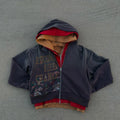 Custom 500 Gsm Heavyweight Oversized Three Layers Hood  Acid Wash Zip up Hoodies Screen Print Boxy Fit Triple Zip up Hoodie