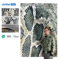 STOCK Synthetic Leather Fabric Embossed Snake Pattern PU Leather Fabric 2 Way Stretch  Pu Leather Fabric for Garments