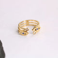 2023 Hot Three Layered Blue Eye Ring Stainless Steel 18k Gold Opening Ring Blue Zircon Diamond Ring for Women